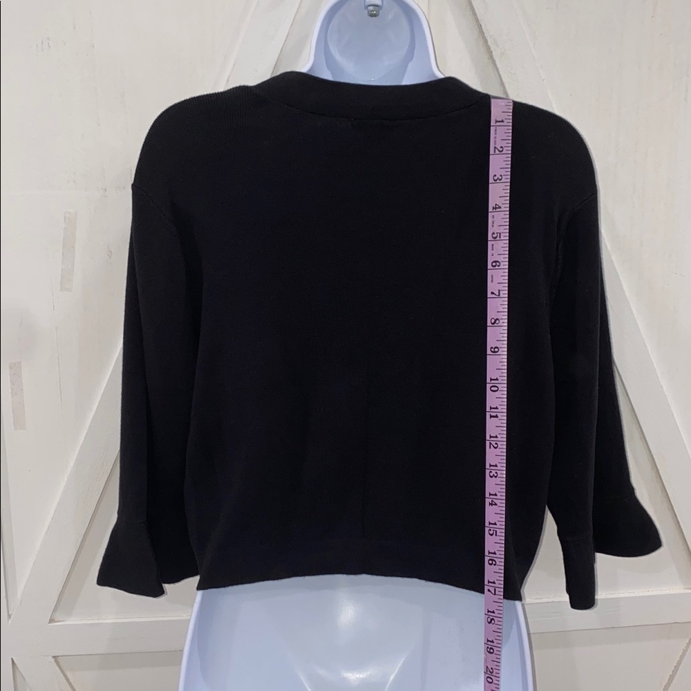 Talbots Solid Black Cotton Blend Open Front Cropp… - image 9